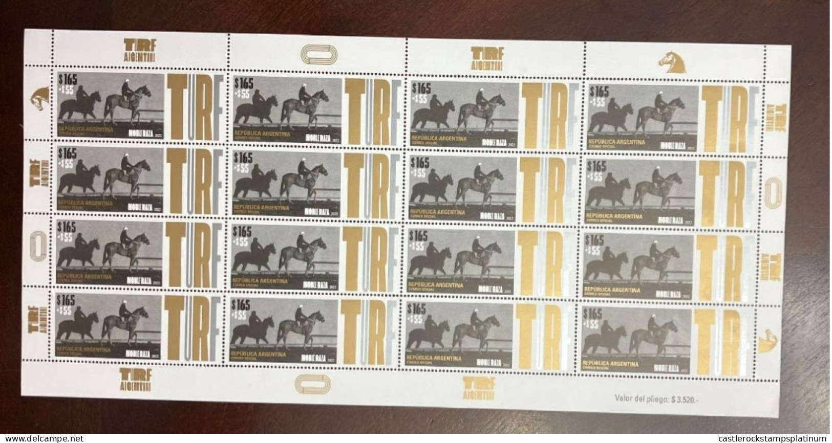 P) 2022 ARGENTINA, THOROUGHBRED TRAINING, TURF ARGENTINO, DOUBLE RACE, FULL SHEET, MNH - Altri & Non Classificati