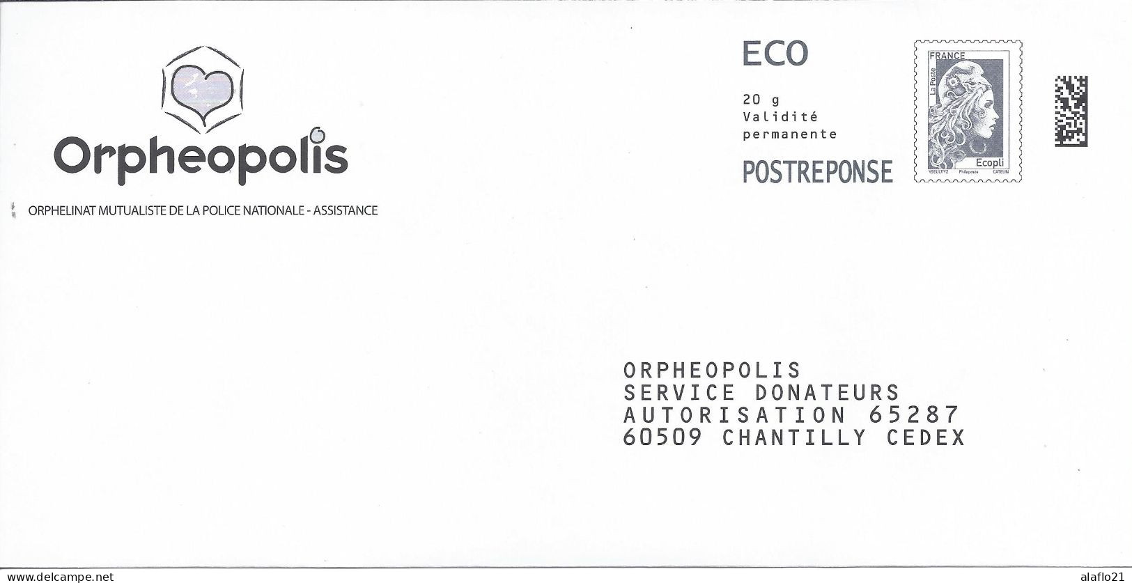 POSTREPONSE ECO - MARIANNE D'YZ - ORPHEOPOLIS - Lot 355516 - PAP: Antwoord