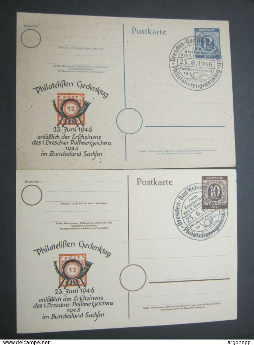 1946 , DRESDEN , 2 Ganzsachen Mit Privatem Zudruck - Enteros Postales