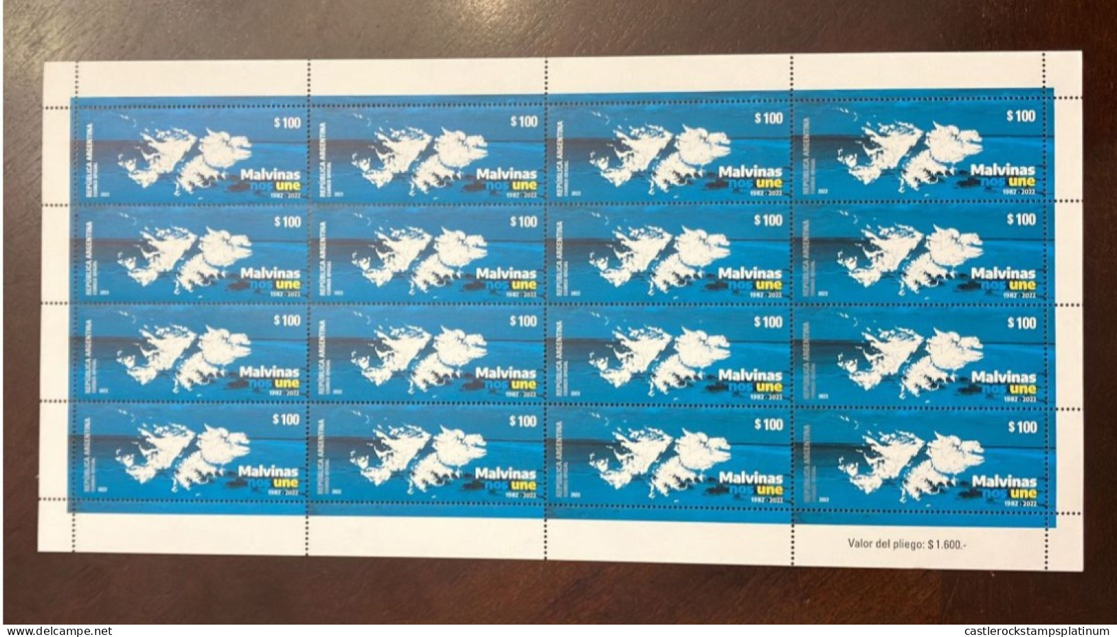 P) 2022 ARGENTINA, THE FALKLANDS (MALVINAS) UNITE US 1982-2022, FULL SHEET, MNH - Other & Unclassified