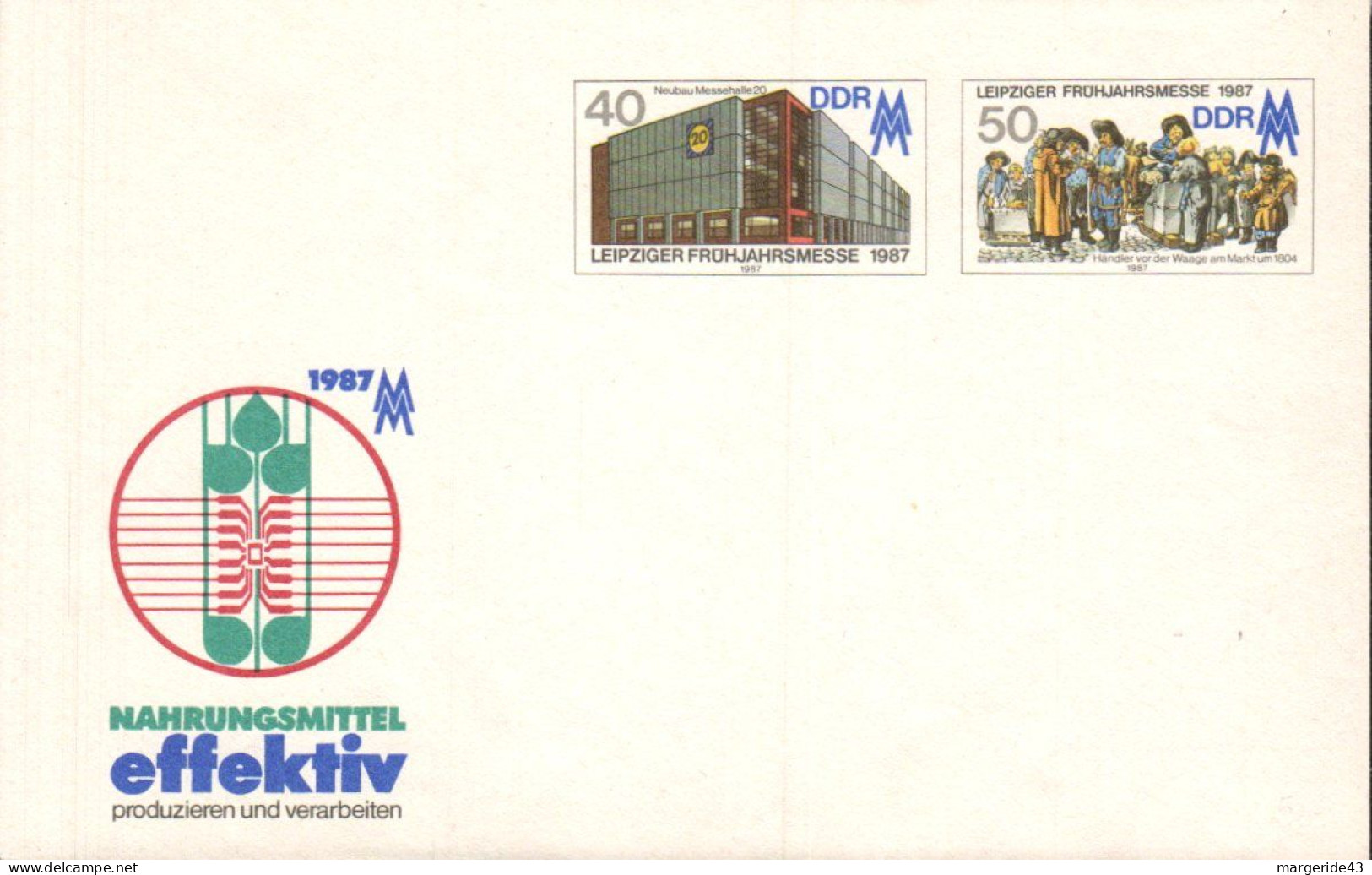 ALLEMAGNE RDA DDR ENTIER LETTRE NEUF FOIRE DE LEIPZIG 1987 - Briefomslagen - Ongebruikt