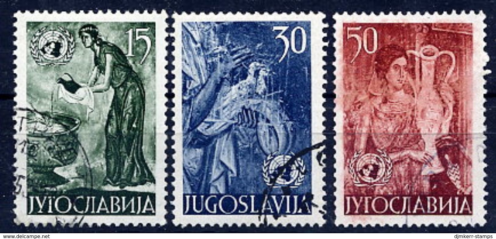 YUGOSLAVIA 1953 United Nations: Frescoes, Used.  Michel 714-16 - Used Stamps
