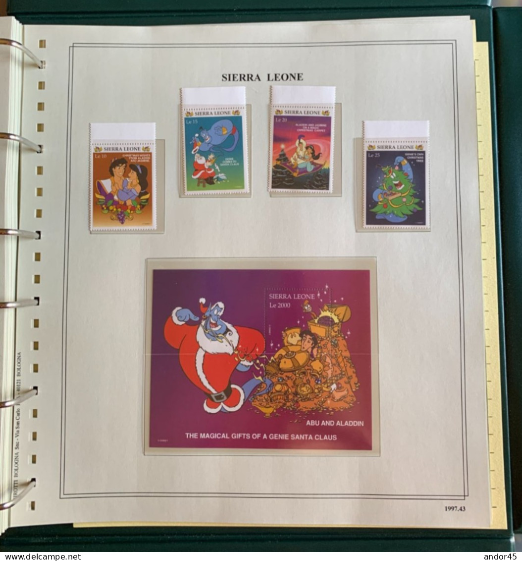 1997 ANNATA COMPLETA COLLEZIONE WALT DISNEY DA TUTTE LE PARTI DEL MONDO  MONTATA SU ALBUM CONTENENTE   FRANCOBOLLI SINGO