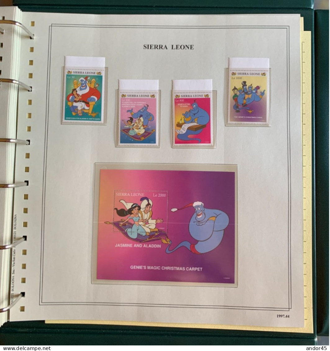 1997 ANNATA COMPLETA COLLEZIONE WALT DISNEY DA TUTTE LE PARTI DEL MONDO  MONTATA SU ALBUM CONTENENTE   FRANCOBOLLI SINGO