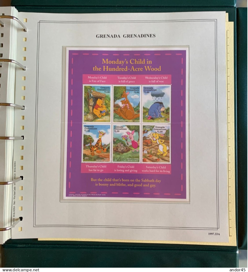 1997 ANNATA COMPLETA COLLEZIONE WALT DISNEY DA TUTTE LE PARTI DEL MONDO  MONTATA SU ALBUM CONTENENTE   FRANCOBOLLI SINGO