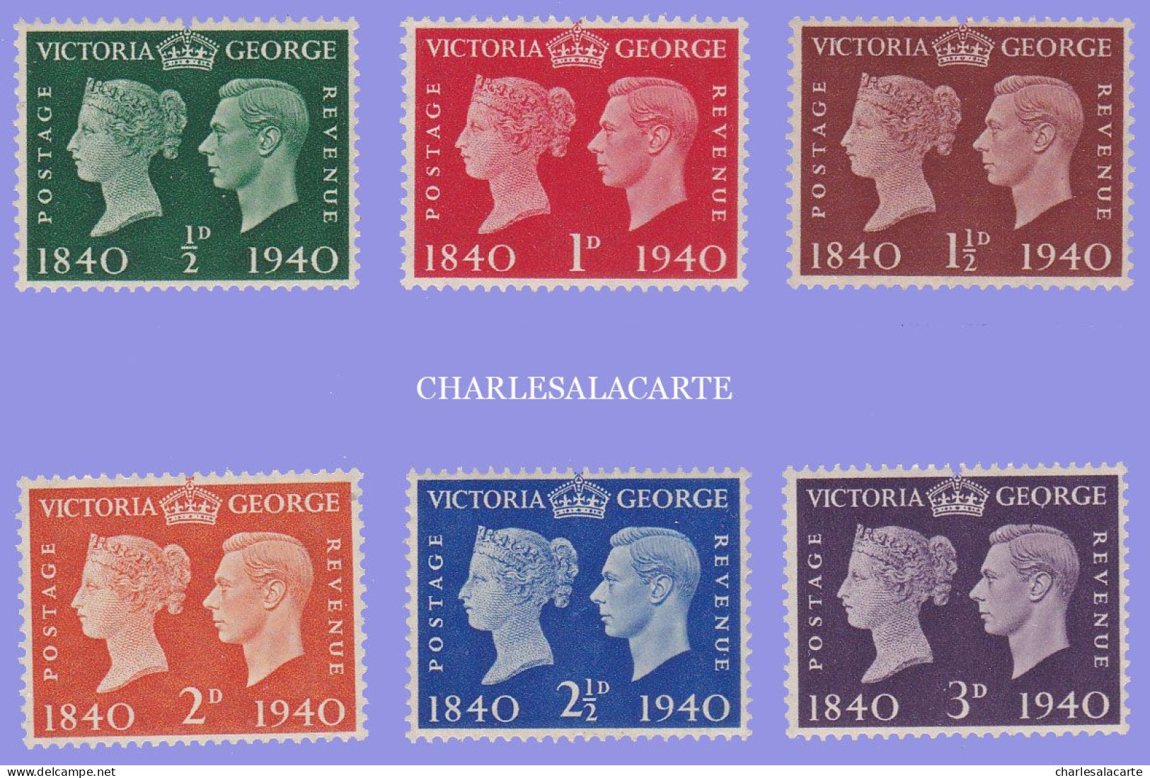 GREAT BRITAIN 1940  GVI  1d. BLACK ANNIVERSARY  U.M. S.G. 479-484   N.S.C. - Unused Stamps