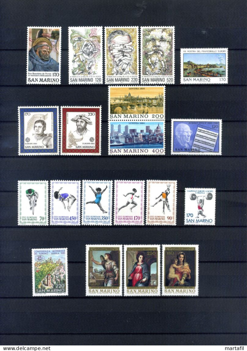 1980 SAN MARINO Annata Completa (year Complete As Scan)  MNH ** - Full Years