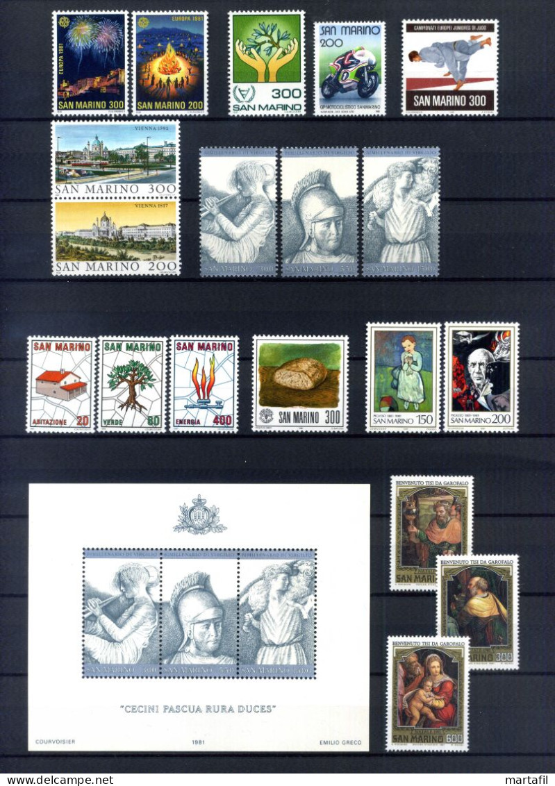 1981 SAN MARINO Annata Completa (year Complete As Scan)  MNH ** - Volledig Jaar