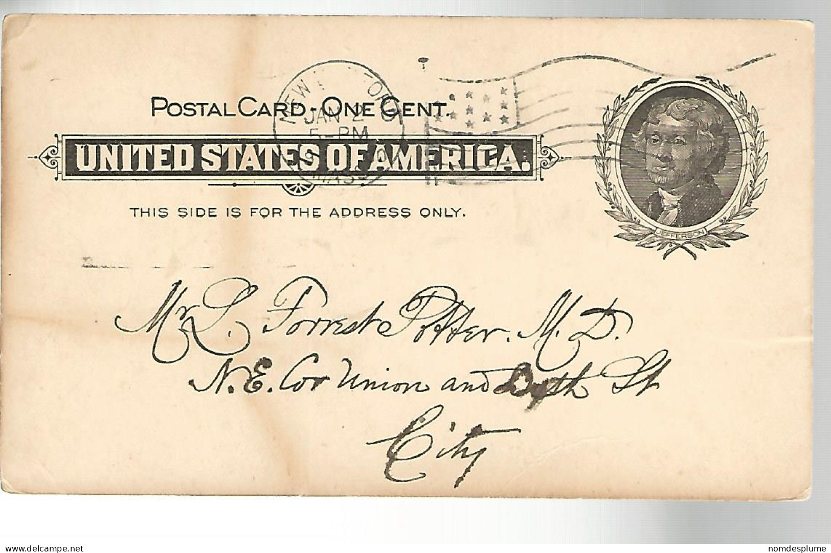 52973 ) USA Postal Stationery New Bedford Postmark 1899 - ...-1900