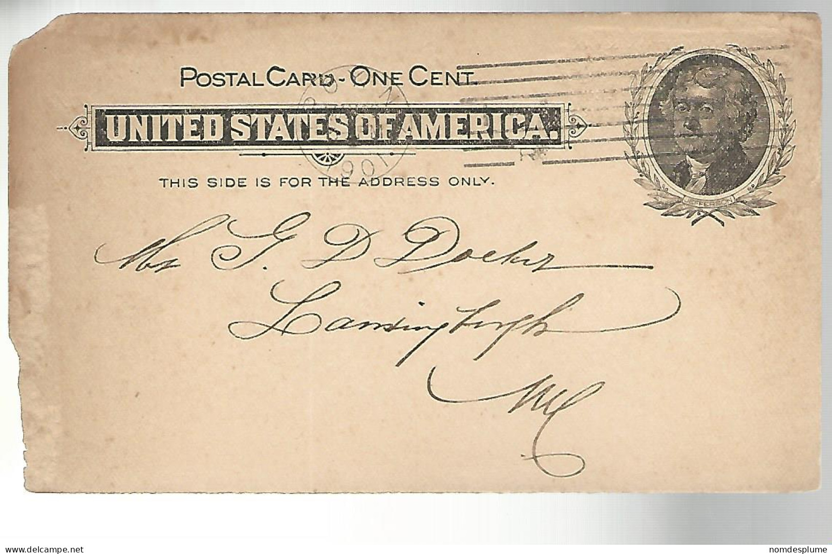 52975 ) USA Postal Stationery Postmark 1901 - 1901-20
