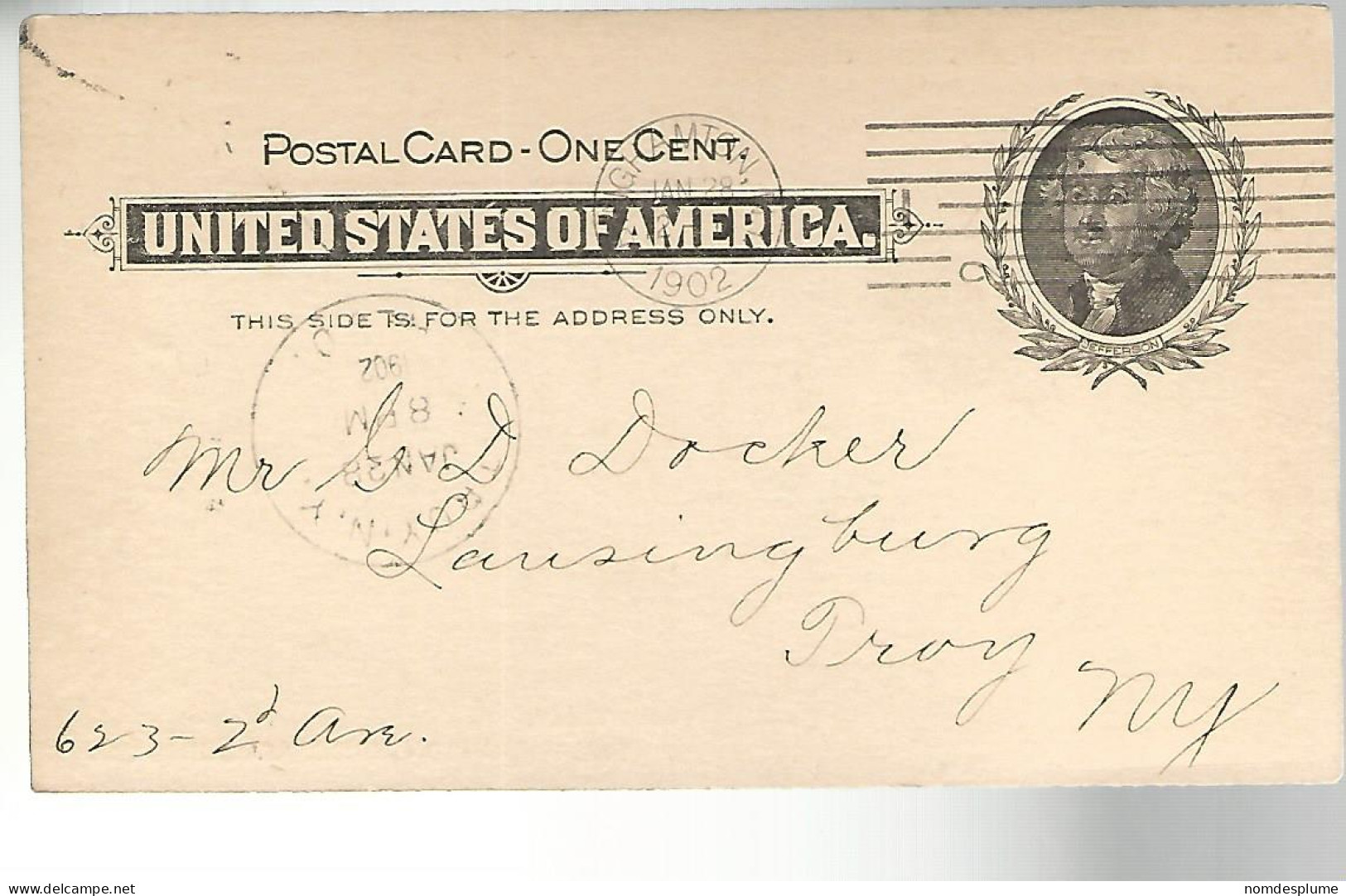 52980 ) USA Postal Stationery Troy  Binghampton Postmarks 1902 - 1901-20