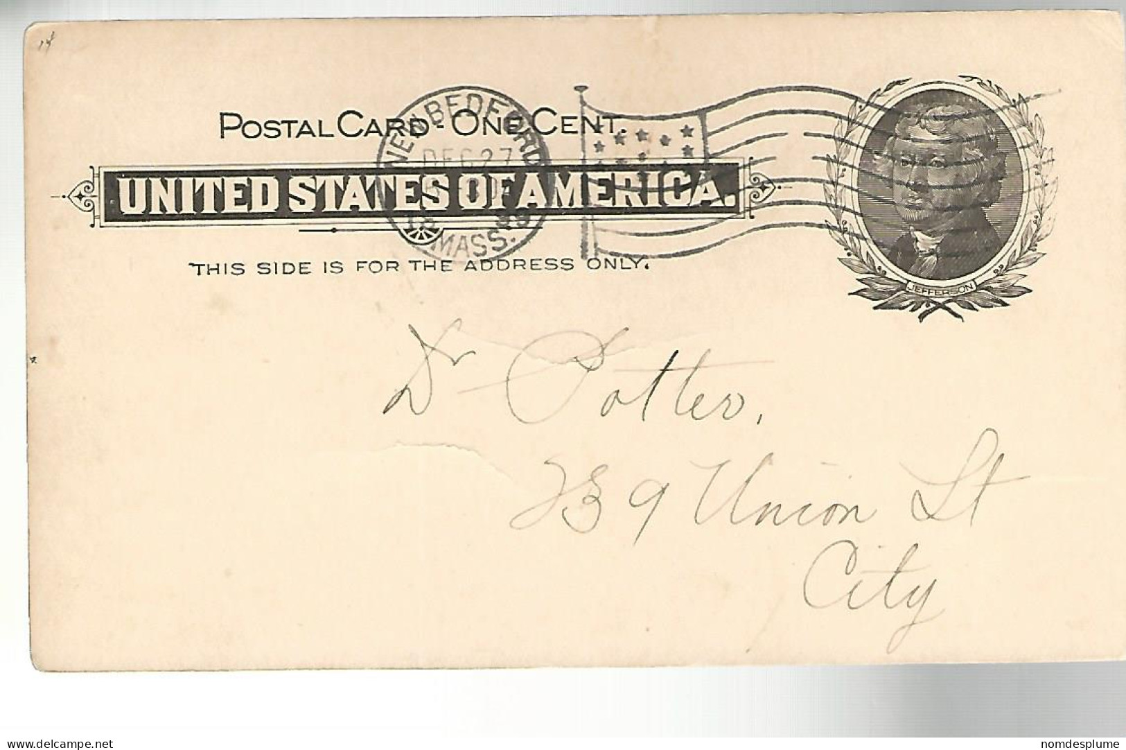 52981 ) USA Postal Stationery New Bedford Postmark 1899 - ...-1900