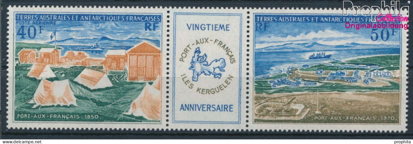 Französ. Gebiete Antarktis 65-66 Dreierstreifen (kompl.Ausg.) Postfrisch 1971 20 Jahre Port-aux-Francais (10174626 - Neufs