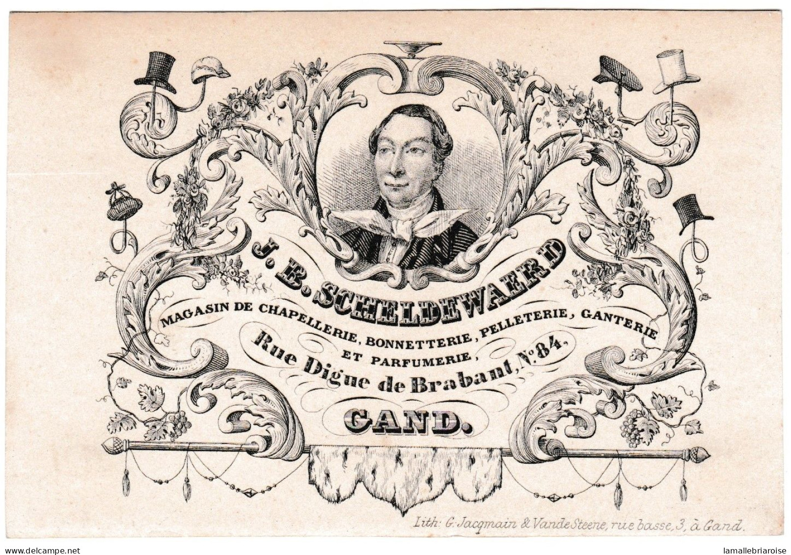 Belgique "Carte Type Porcelaine" Porseleinkaart, J.B. Scheldewaerd, Chapelier, Gand, Gent, Dim120x81.mm - Porzellan