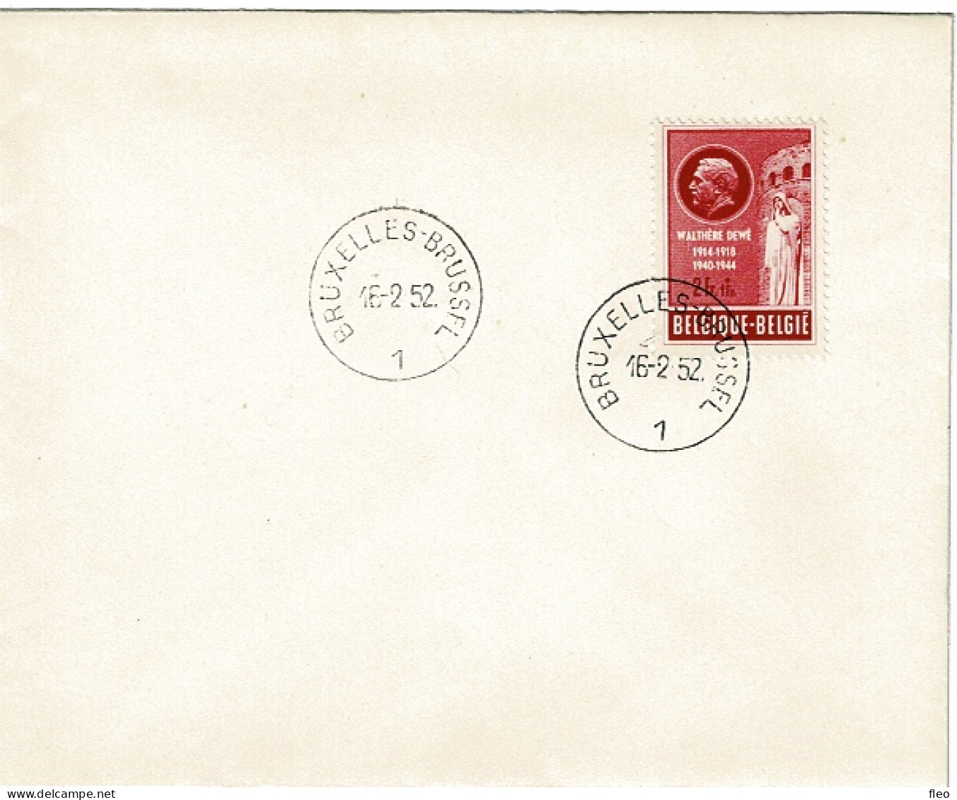 1952 908 FDC (Bruxs)  : Walthére Dewé - 1951-1960