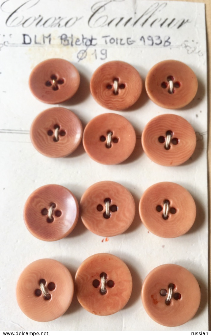 12 Boutons Corozo  Pour Paletot Veste Vareuse Manteau DLM 1938 - Buttons