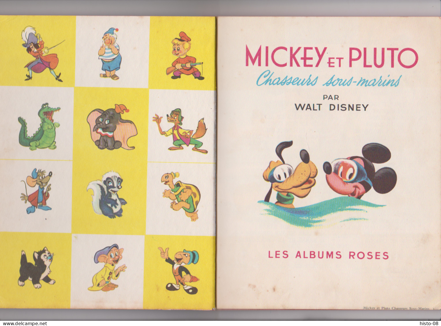 MICKEY Et PLUTO CHASSEURS SOUS - MARINS . W . DISNEY . 1955 . LES ALBUMS ROSES . - Bibliotheque Rose