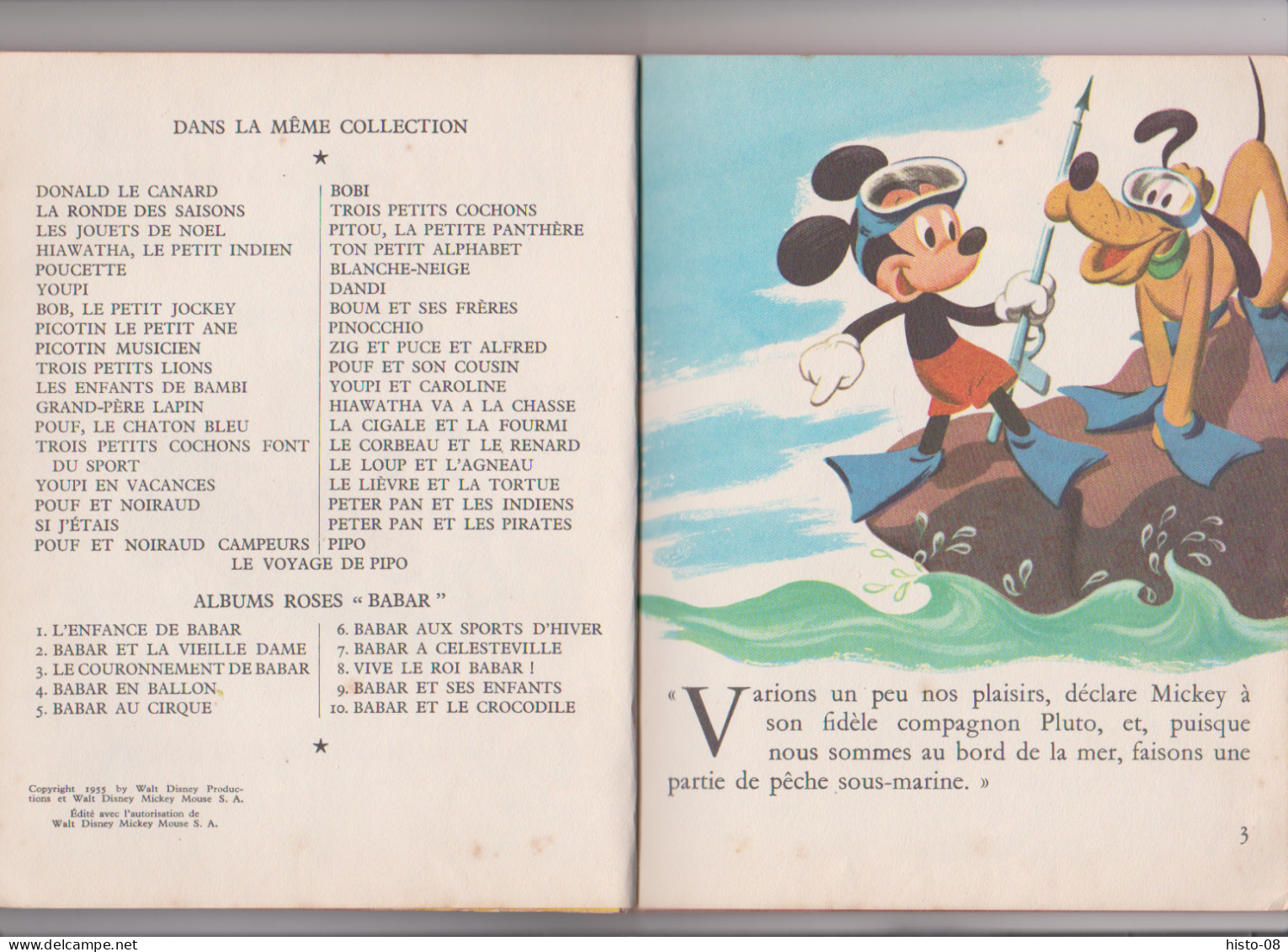 MICKEY Et PLUTO CHASSEURS SOUS - MARINS . W . DISNEY . 1955 . LES ALBUMS ROSES . - Bibliotheque Rose