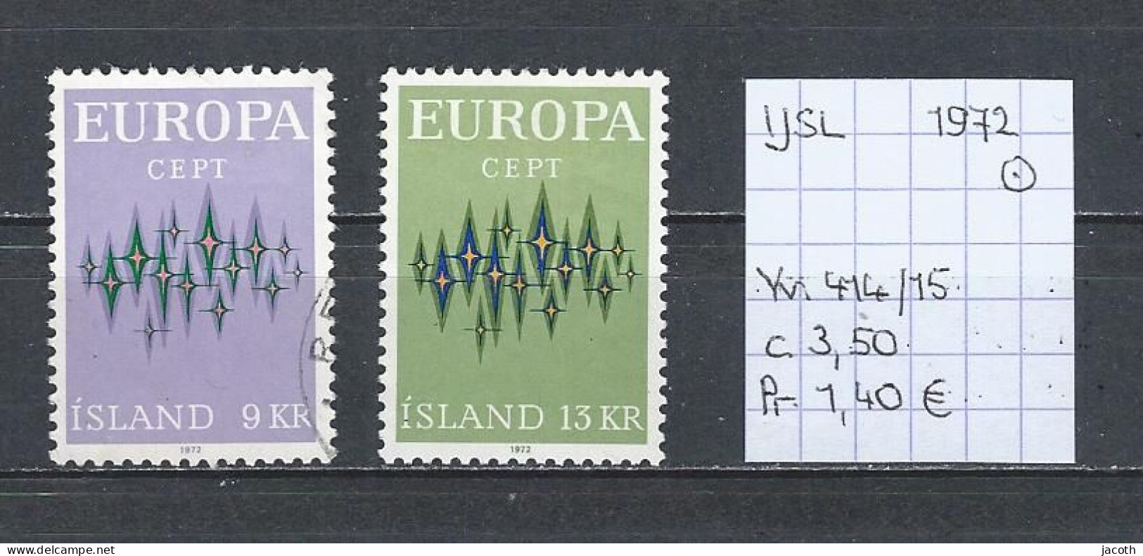 (TJ) Europa CEPT 1972 - IJsland YT 414/15 (gest./obl./used) - 1972