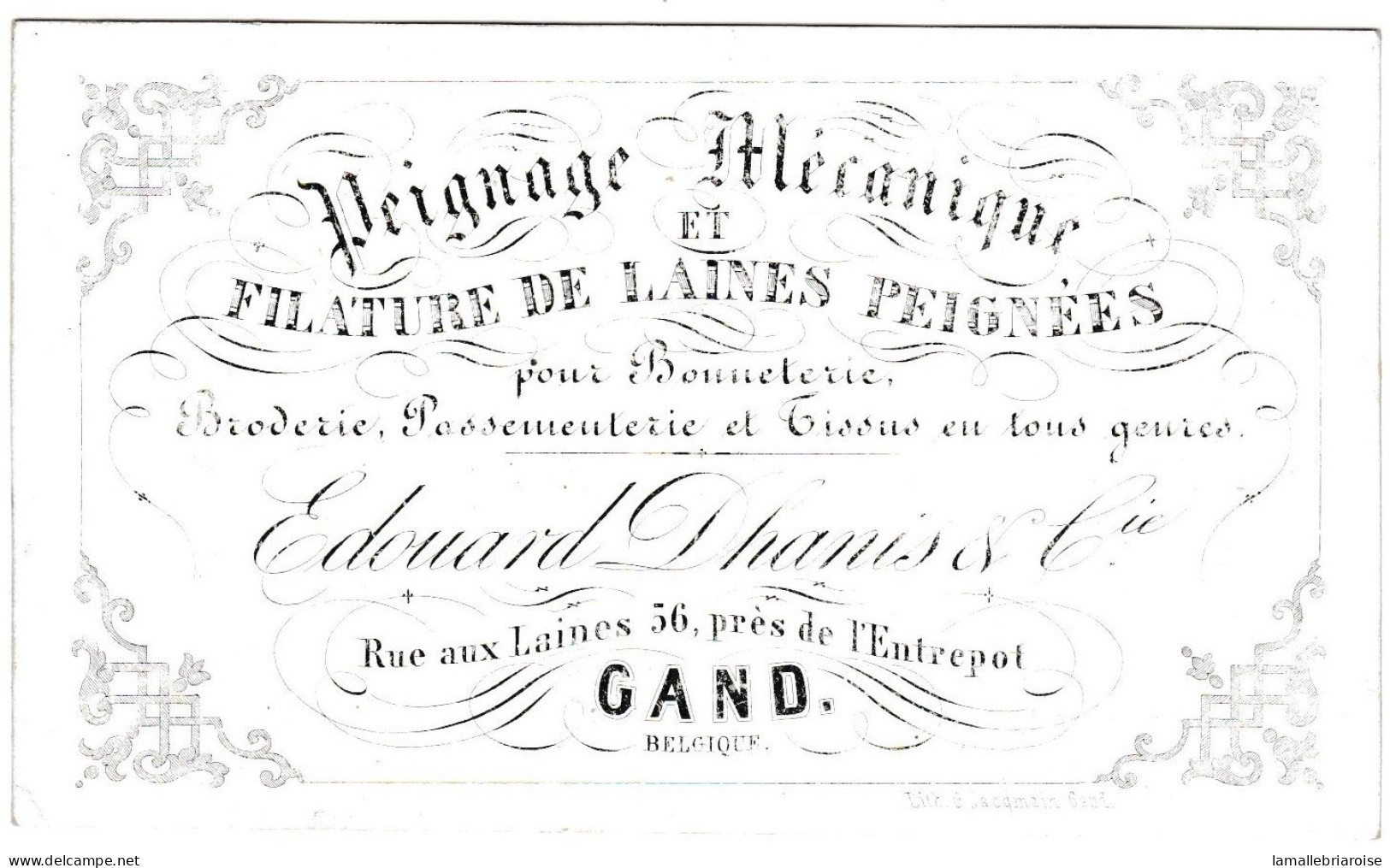 Belgique "Carte Porcelaine" Porseleinkaart, Edouard Dhanis, Peignage Mécanique, Filature, Gand, Gent, Dim122x72mm - Porseleinkaarten