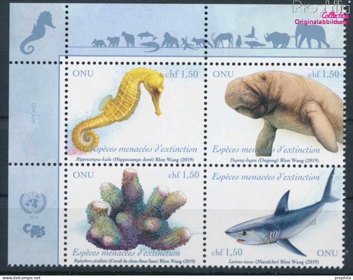 UNO - Genf 1074-1077 Viererblock (kompl.Ausg.) Postfrisch 2019 Gefährdete Arten (10194045 - Nuevos