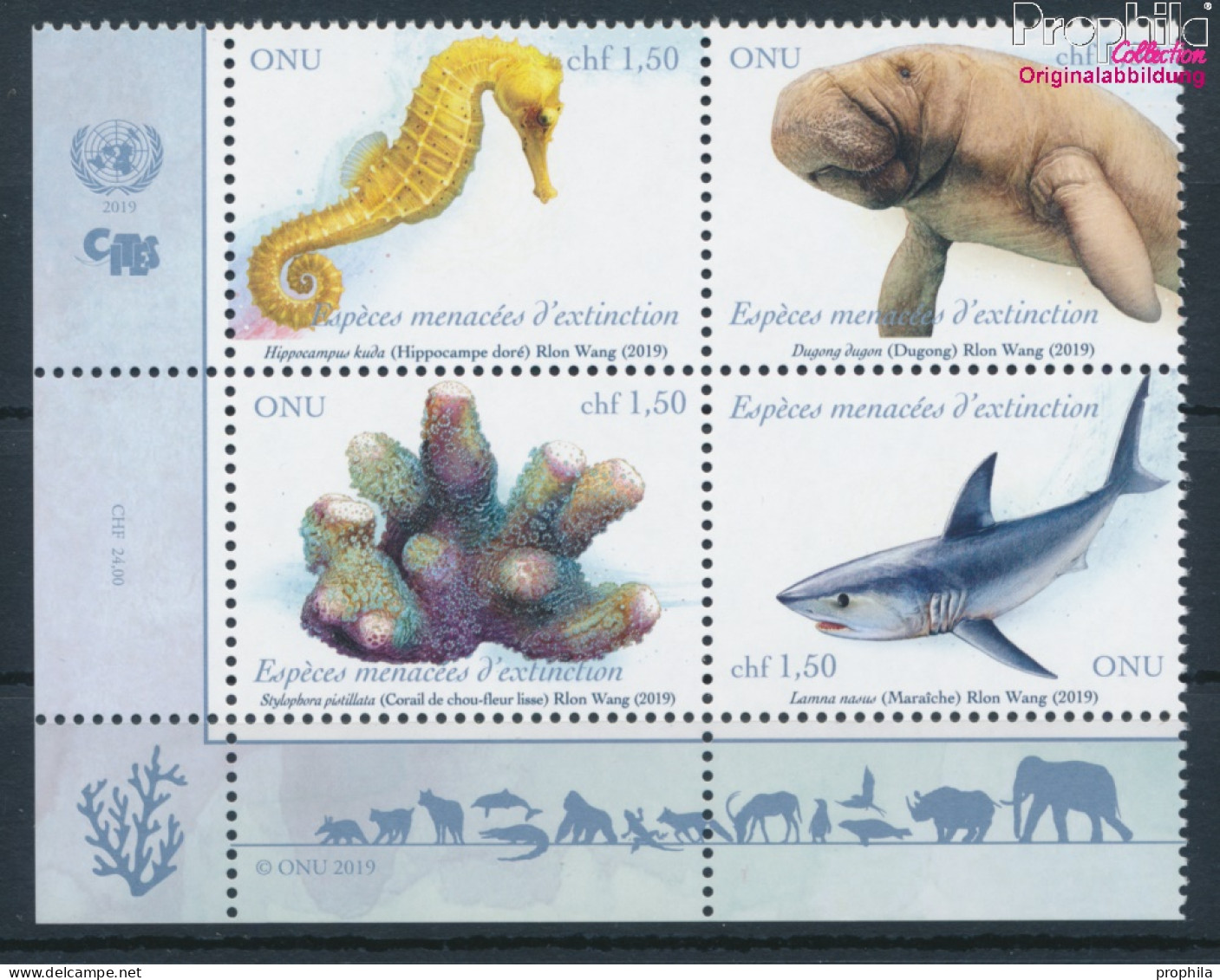 UNO - Genf 1074-1077 Viererblock (kompl.Ausg.) Postfrisch 2019 Gefährdete Arten (10194049 - Unused Stamps