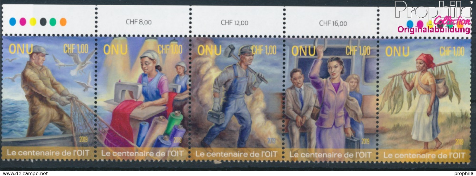UNO - Genf 1080-1084 Fünferstreifen (kompl.Ausg.) Postfrisch 2019 Arbeitsorganisation (10194031 - Unused Stamps