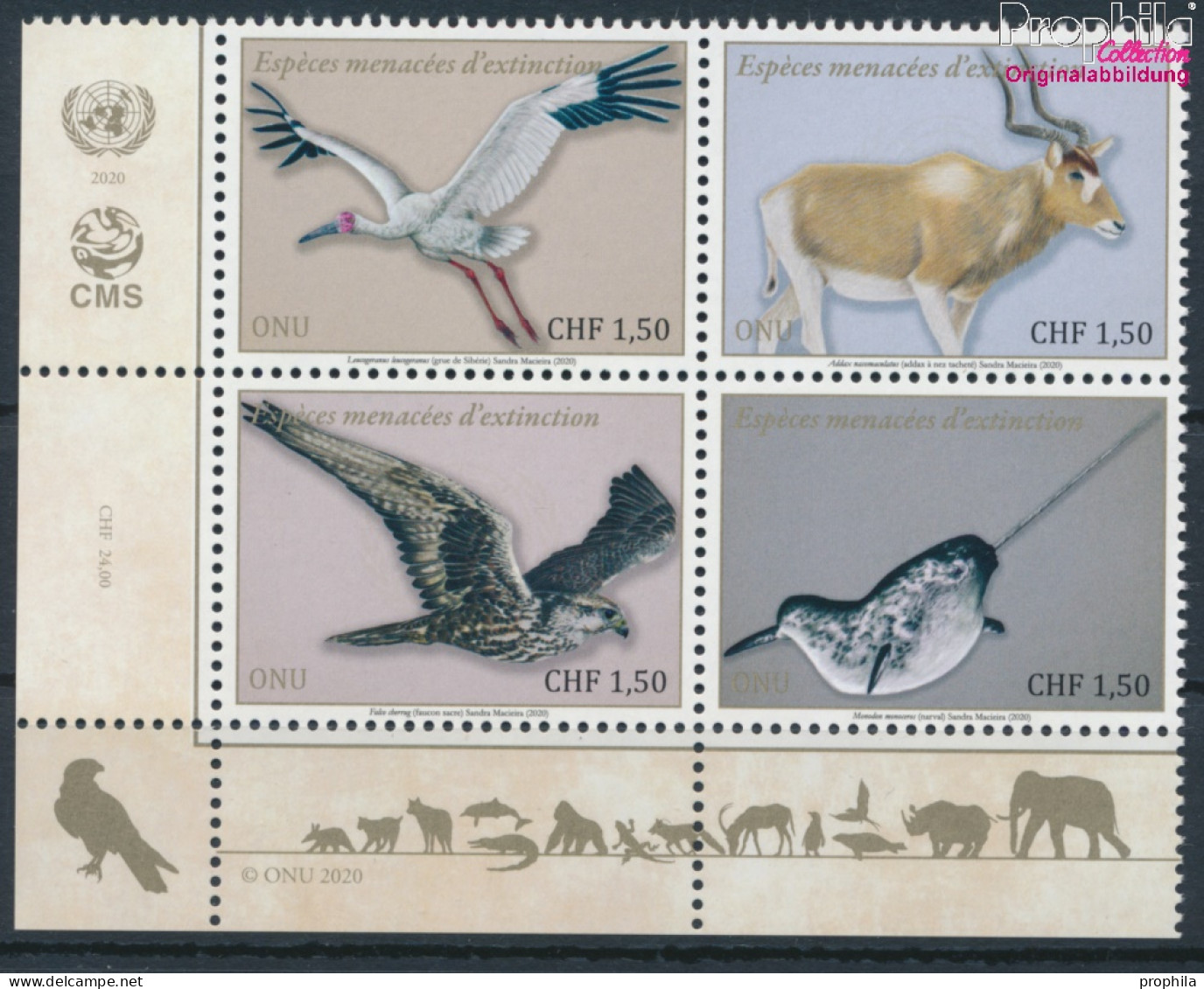 UNO - Genf 1106-1109 Viererblock (kompl.Ausg.) Postfrisch 2020 Gefährdete Arten (10194021 - Neufs