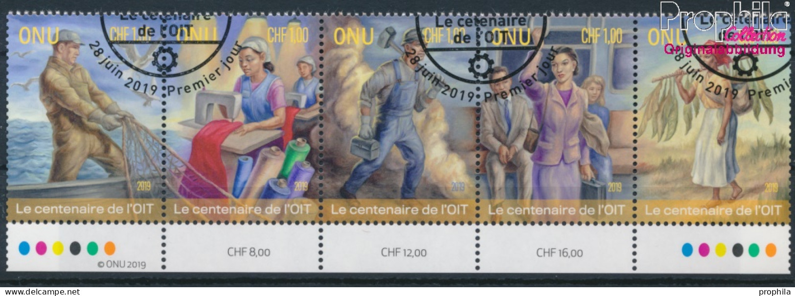 UNO - Genf 1080-1084 Fünferstreifen (kompl.Ausg.) Gestempelt 2019 Arbeitsorganisation (10194008 - Used Stamps