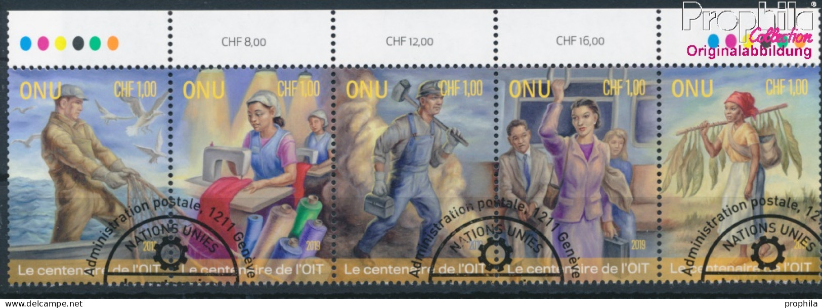 UNO - Genf 1080-1084 Fünferstreifen (kompl.Ausg.) Gestempelt 2019 Arbeitsorganisation (10194009 - Used Stamps
