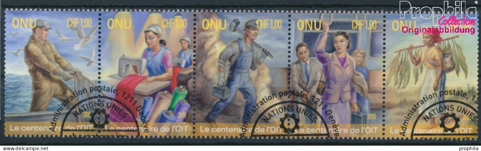 UNO - Genf 1080-1084 Fünferstreifen (kompl.Ausg.) Gestempelt 2019 Arbeitsorganisation (10194011 - Used Stamps