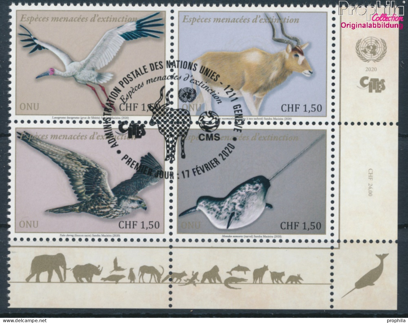 UNO - Genf 1106-1109 Viererblock (kompl.Ausg.) Gestempelt 2020 Gefährdete Arten (10194003 - Used Stamps