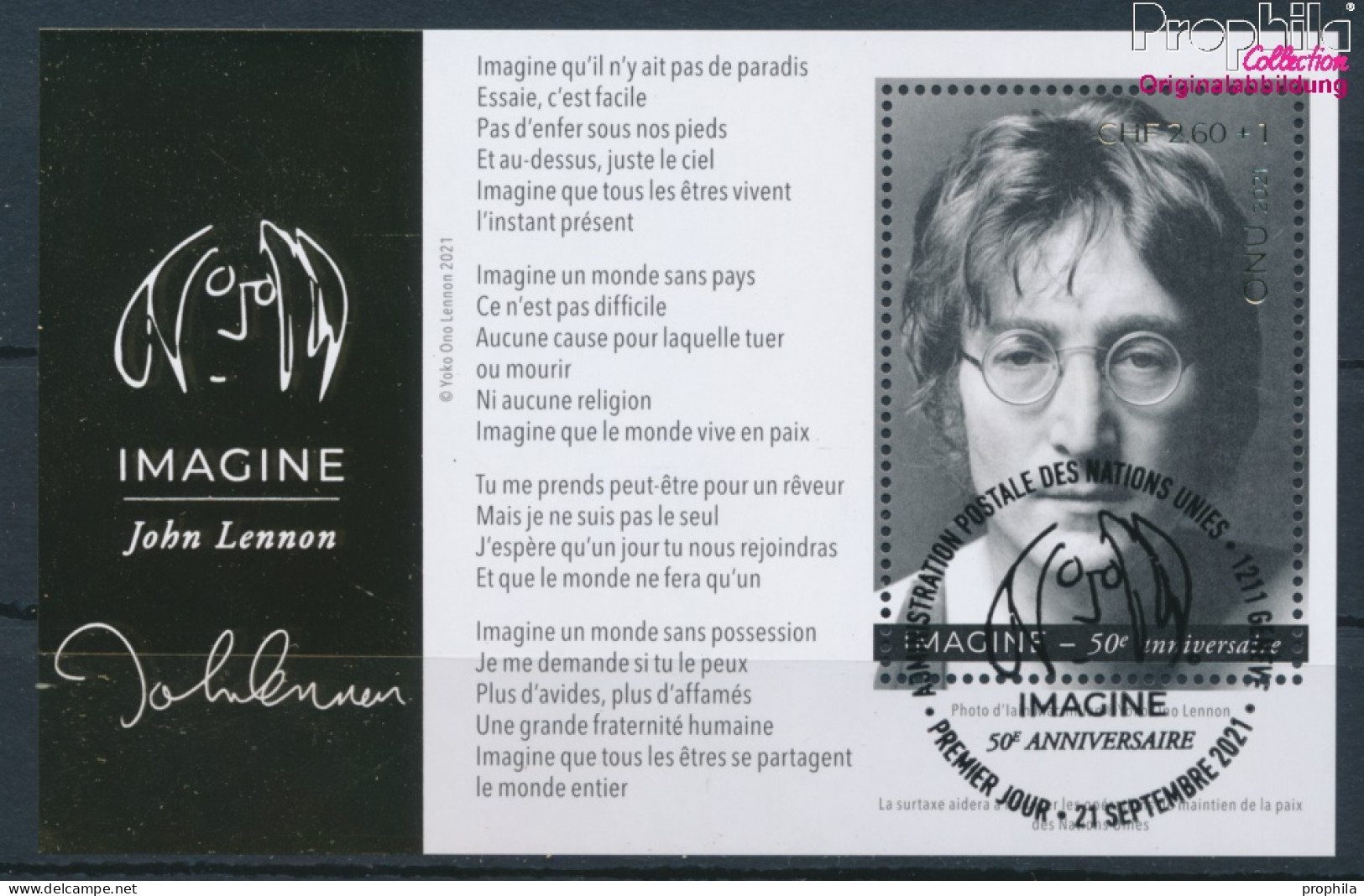 UNO - Genf Block64 (kompl.Ausg.) Gestempelt 2021 Imagine Von John Lennon (10193999 - Used Stamps