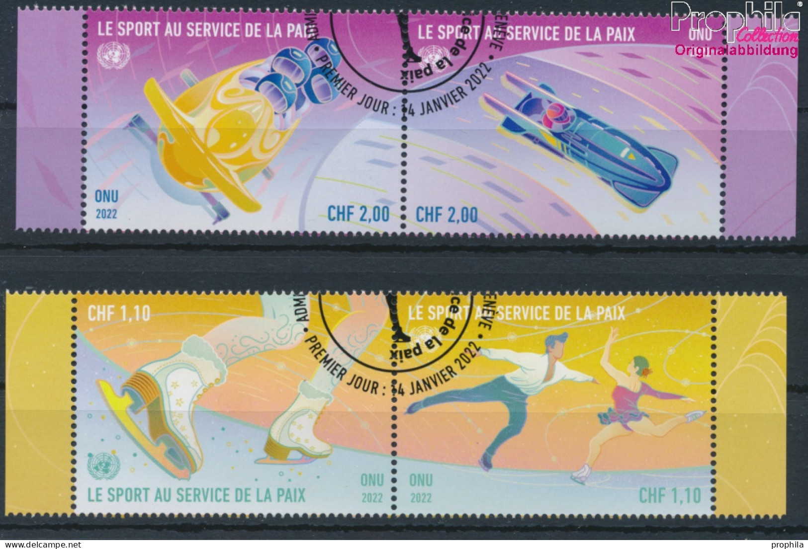 UNO - Genf 1163-1166 Paare (kompl.Ausg.) Gestempelt 2022 Olympische Winterspiele (10193998 - Used Stamps