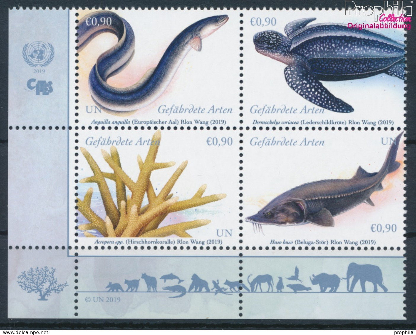 UNO - Wien 1051-1054 Viererblock (kompl.Ausg.) Postfrisch 2019 Gefährdete Arten (10193973 - Unused Stamps