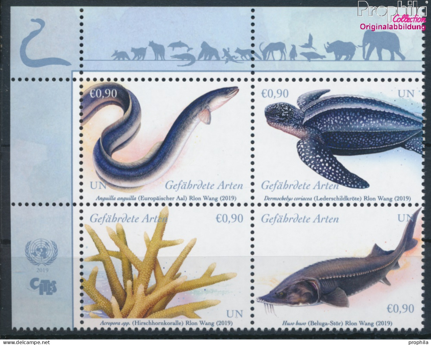 UNO - Wien 1051-1054 Viererblock (kompl.Ausg.) Postfrisch 2019 Gefährdete Arten (10193979 - Unused Stamps