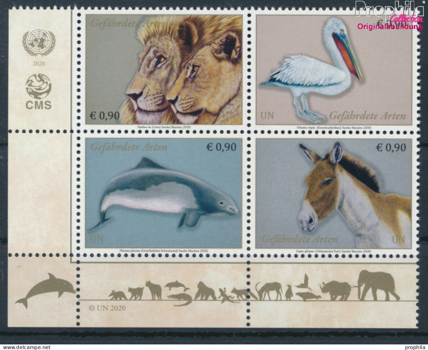 UNO - Wien 1078-1081 Viererblock (kompl.Ausg.) Postfrisch 2020 Gefährdete Arten (10193929 - Unused Stamps