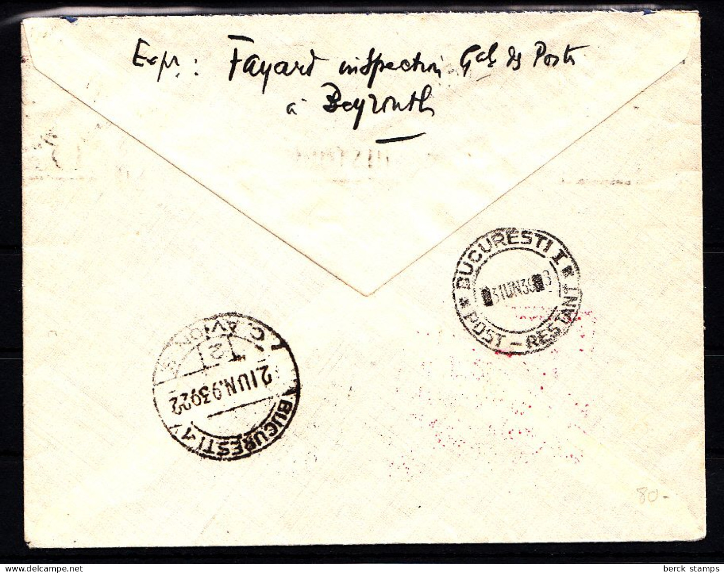 GRAND LIBAN - 1er Liaison Aéropostale Directe BEYROUTH - BUCAREST 2.6.39. - Covers & Documents