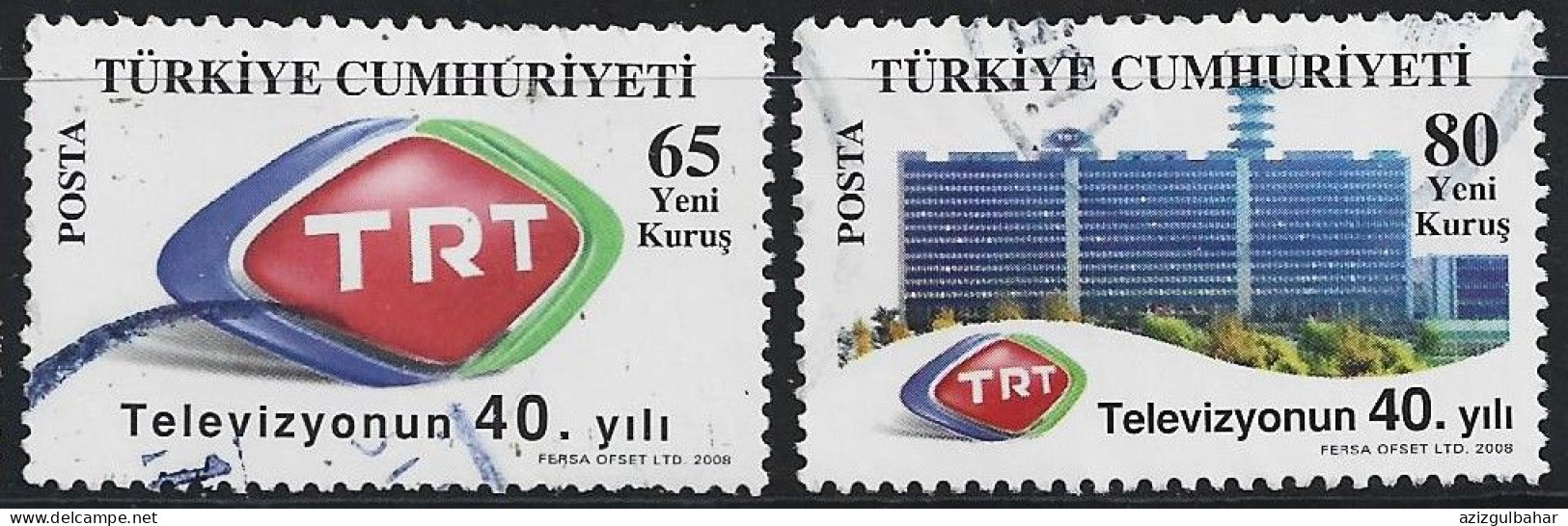 TURKIYE STAMPS - 2008 - TRT TELEVISION - Gebraucht