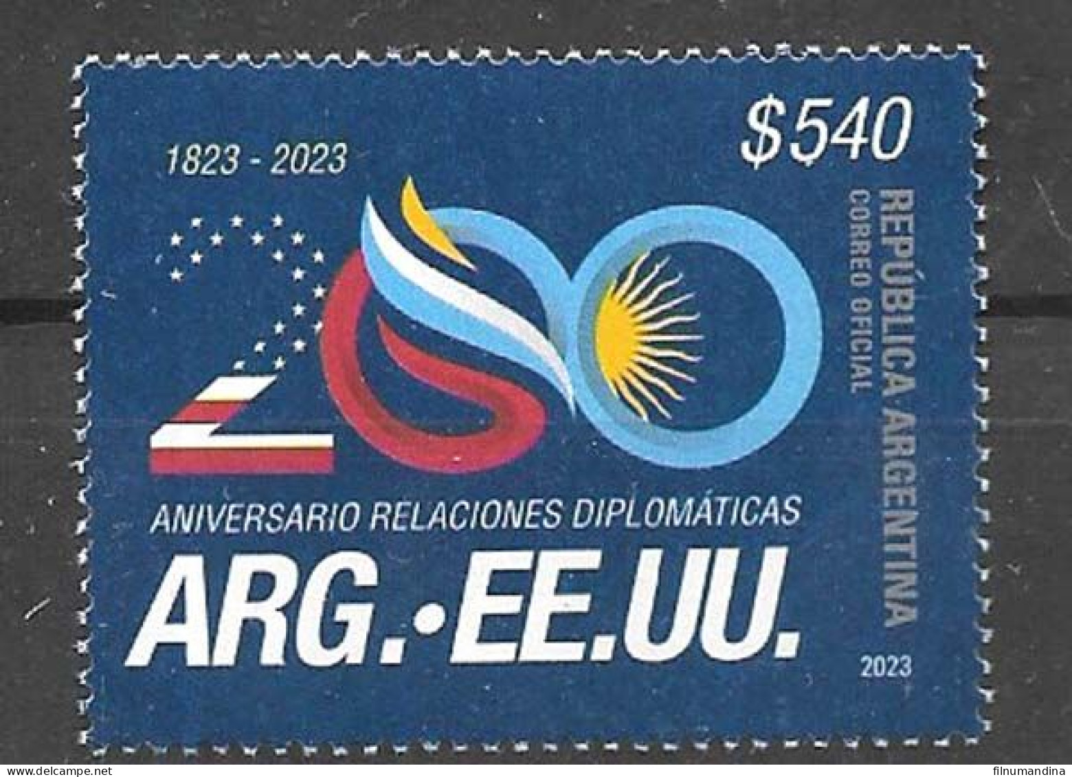 #75283 ARGENTINA 2023 UNITED STATES DIPLOMATIC RELATIONS 200"ANIV MNH - Ungebraucht