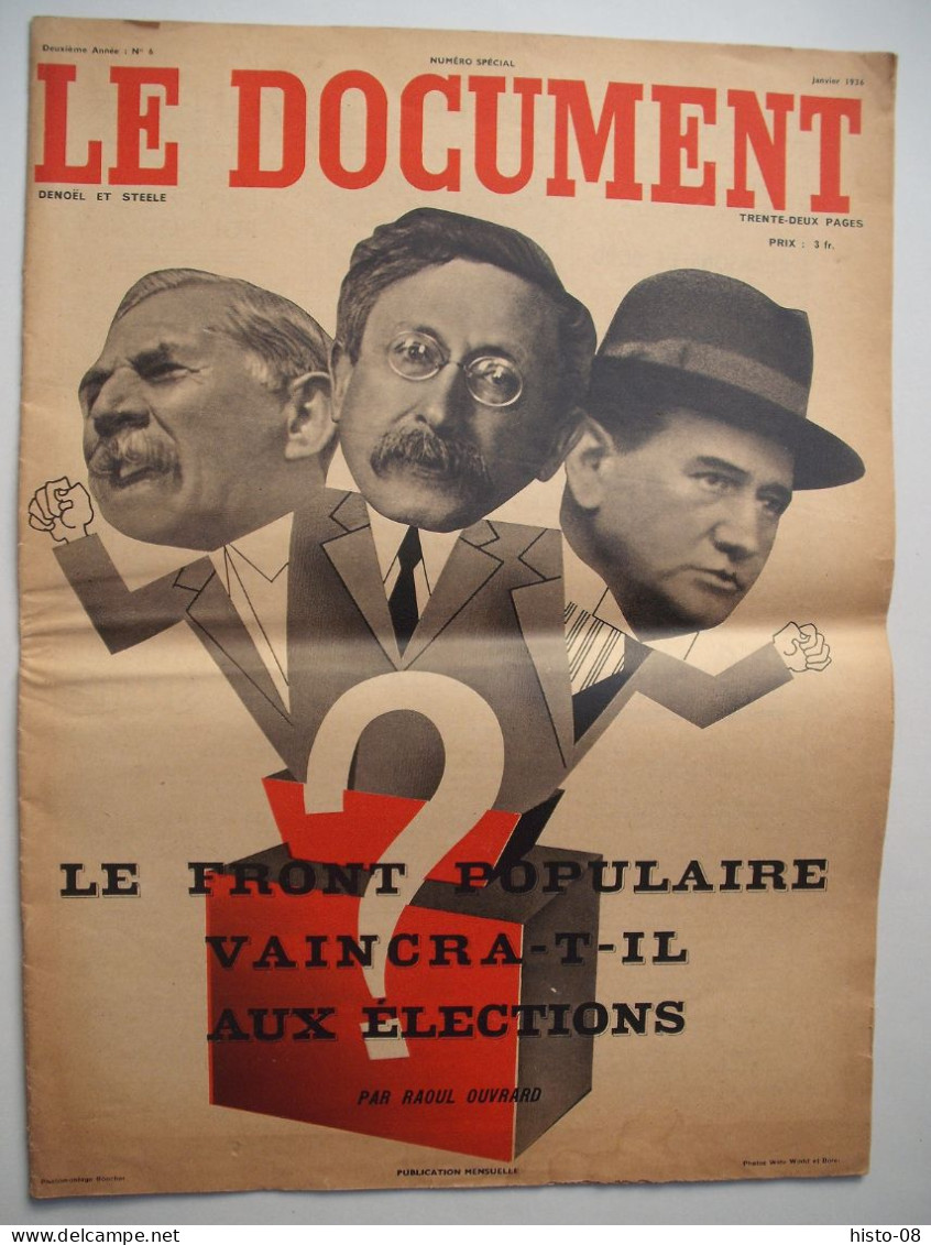 LE DOCUMENT : 1935 . LE FRONT POPULAIRE   .  ELECTIONS .. - Allgemeine Literatur