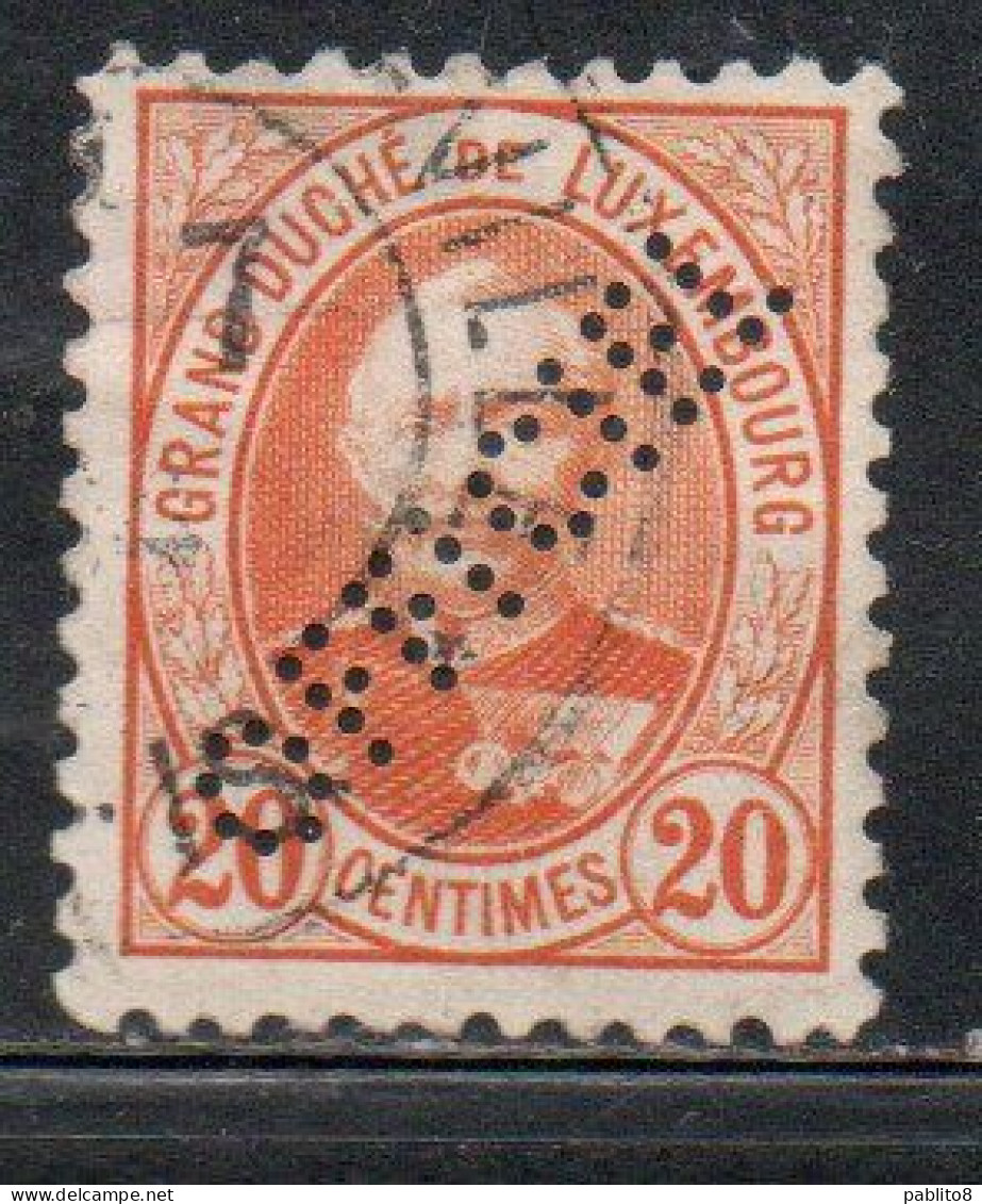 LUXEMBOURG LUSSEMBURGO 1891 1899 GRAND DUKE ADOLPHE PERF. OFFICIEL CENT. 20c USED USATO OBLITERE' - Service