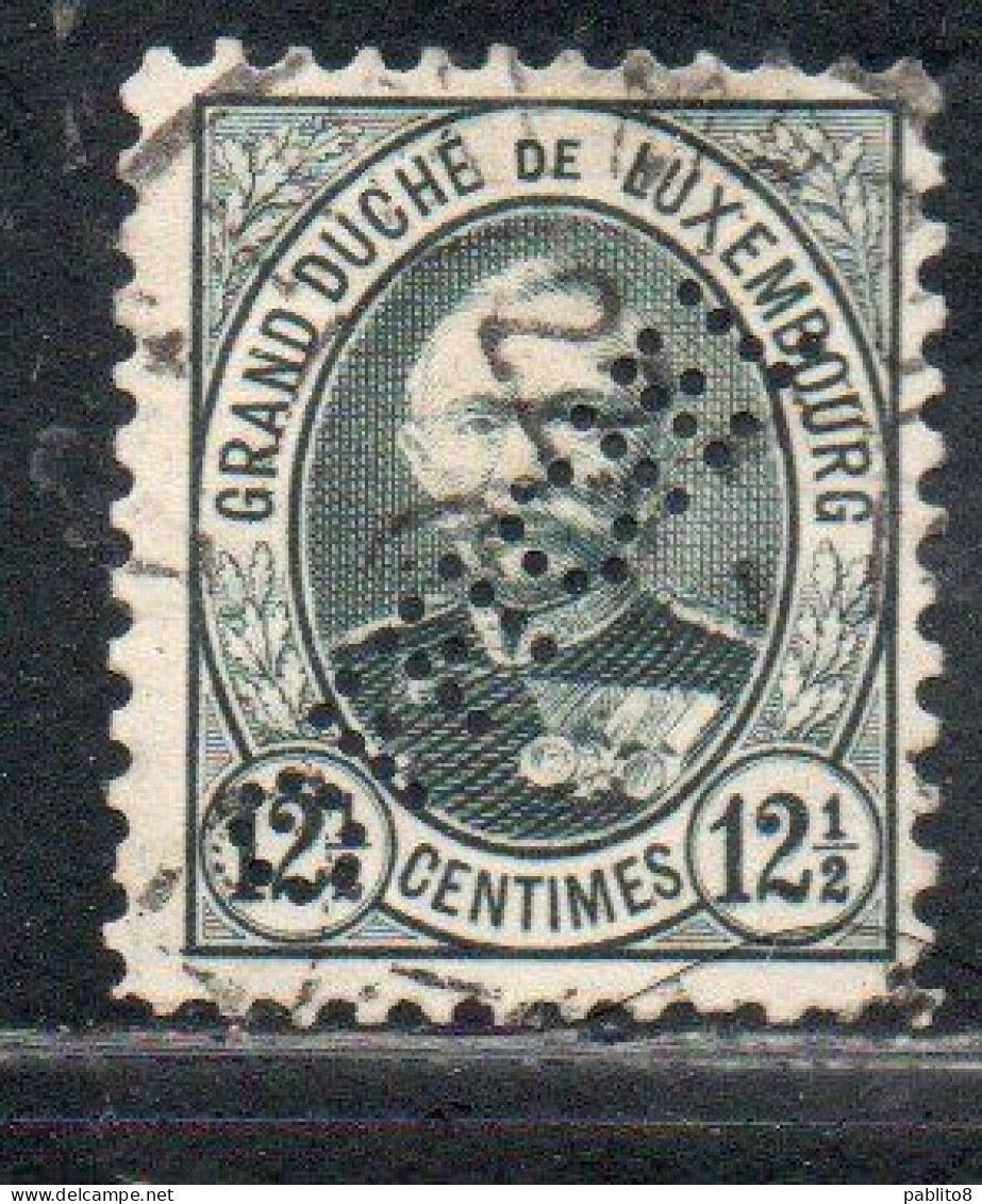 LUXEMBOURG LUSSEMBURGO 1891 1899 GRAND DUKE ADOLPHE PERF. OFFICIEL CENT. 12 1/2c USED USATO OBLITERE' - Officials