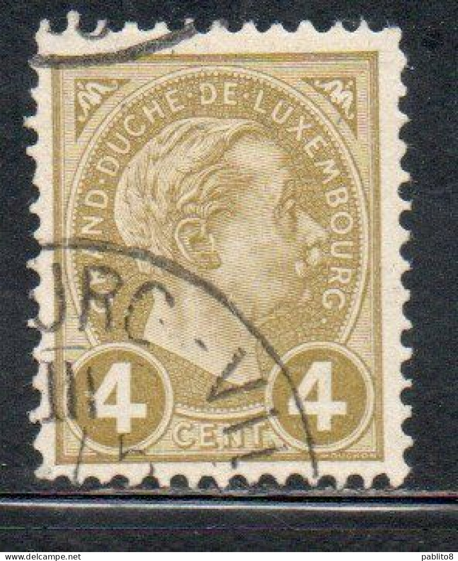 LUXEMBOURG LUSSEMBURGO 1895 GRAND DUKE ADOLPHE CENT. 4c USED USATA OBLITERE' - 1895 Adolphe Profil