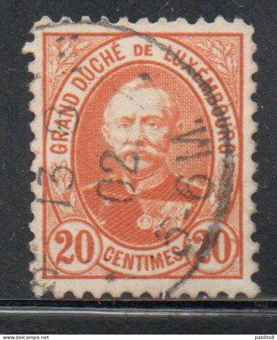 LUXEMBOURG LUSSEMBURGO 1891 1893 GRAND DUKE ADOLPHE CENT. 20c USED USATA OBLITERE' - 1895 Adolphe Profil