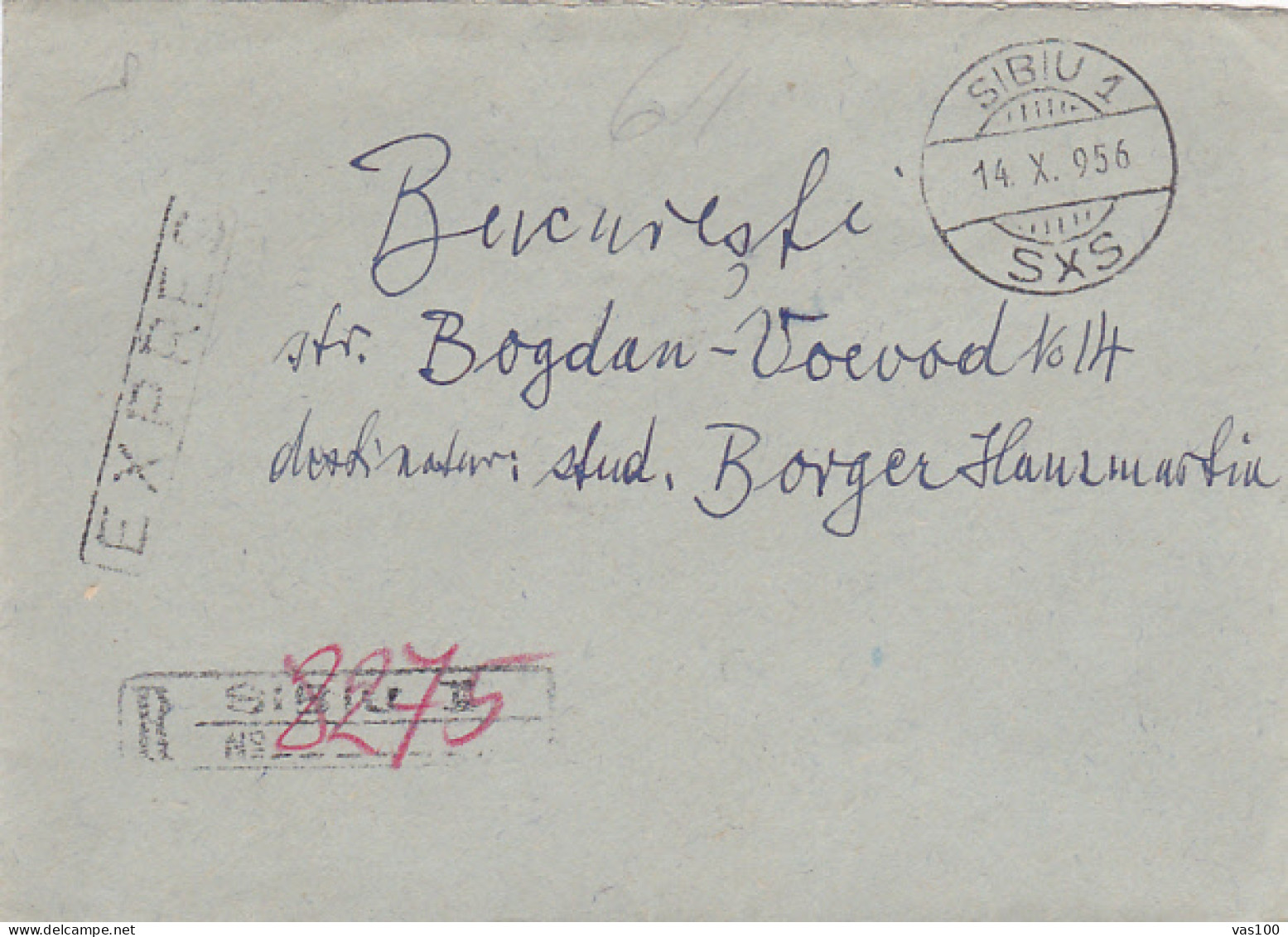 WORKERS CONFERENCE, COAT OF ARMS, STAMPS ON REGISTERED COVER, 1956, ROMANIA - Briefe U. Dokumente