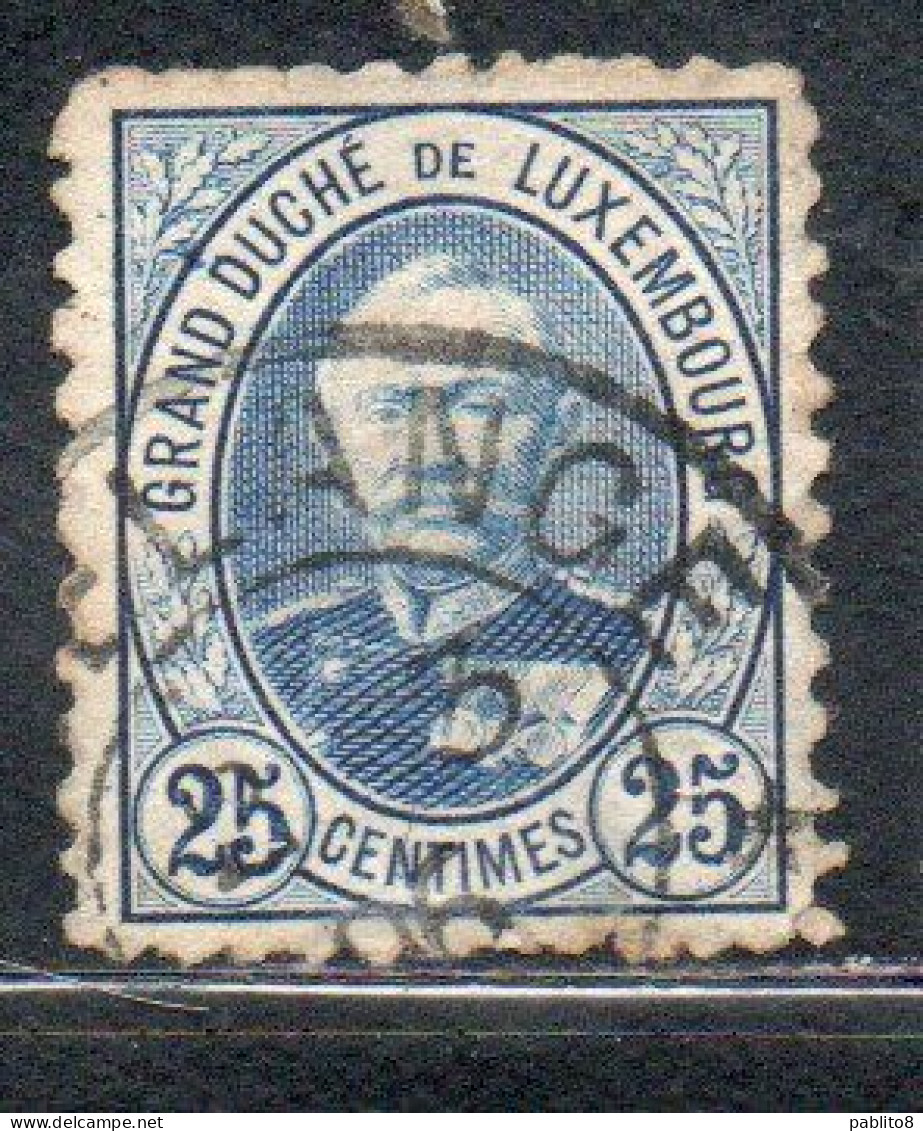 LUXEMBOURG LUSSEMBURGO 1891 1893 GRAND DUKE ADOLPHE CENT. 25c USED USATA OBLITERE' - 1895 Adolphe De Profil