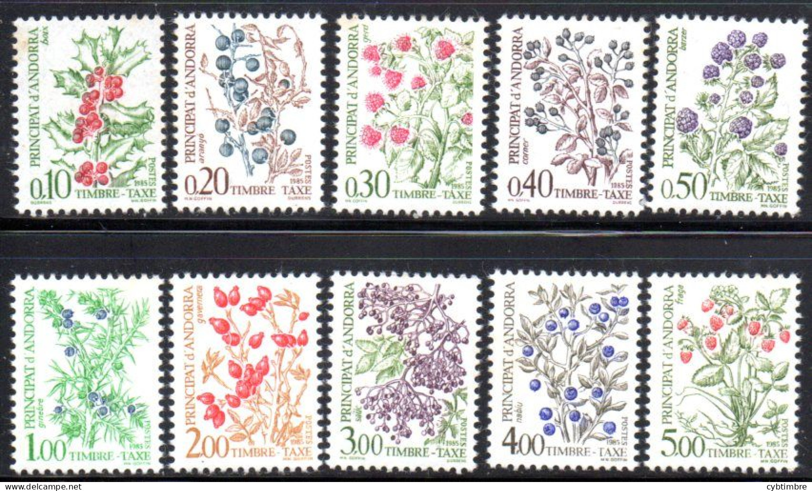 Andorre: Yvert Taxe 53/62**/*; Quelques Rousseurs - Unused Stamps