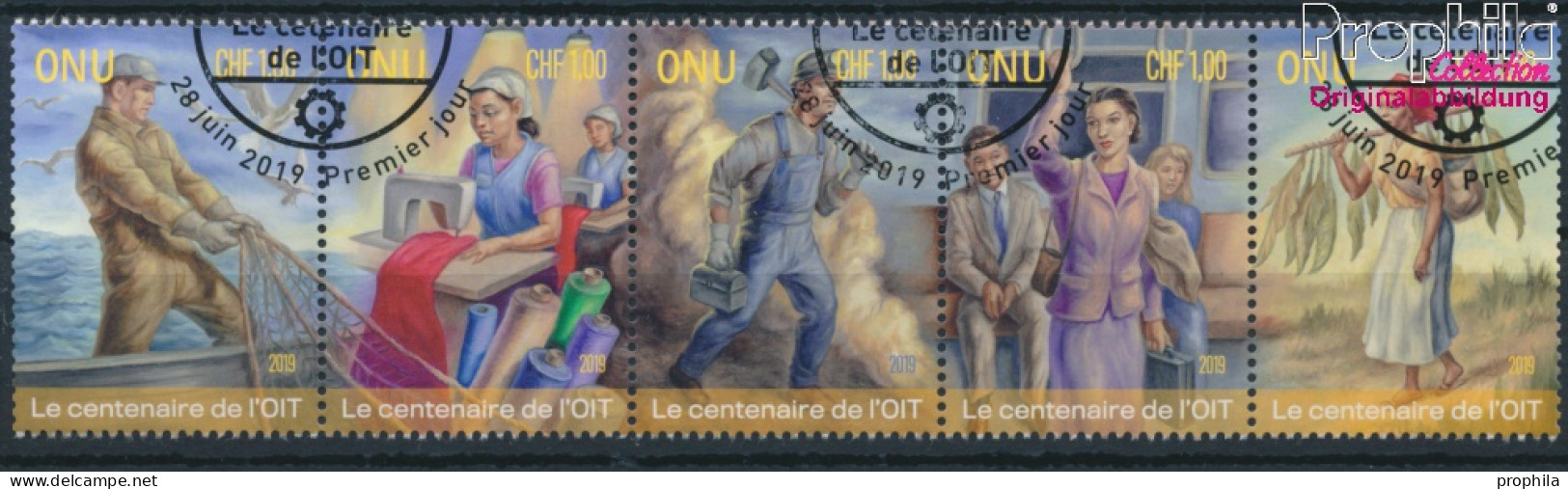 UNO - Genf 1080-1084 Fünferstreifen (kompl.Ausg.) Gestempelt 2019 Arbeitsorganisation (10194010 - Used Stamps