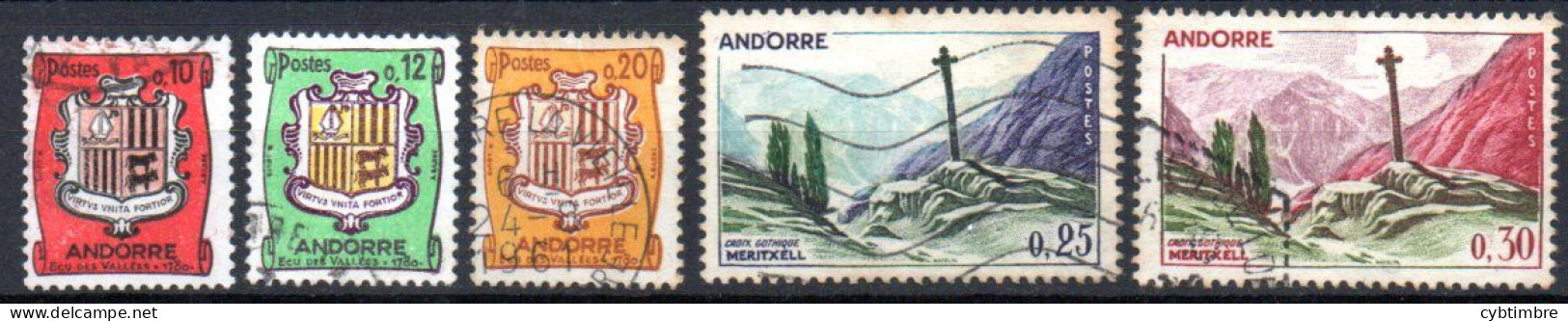 Andorre: Yvert N° 155-155A-157-158-159 - Oblitérés